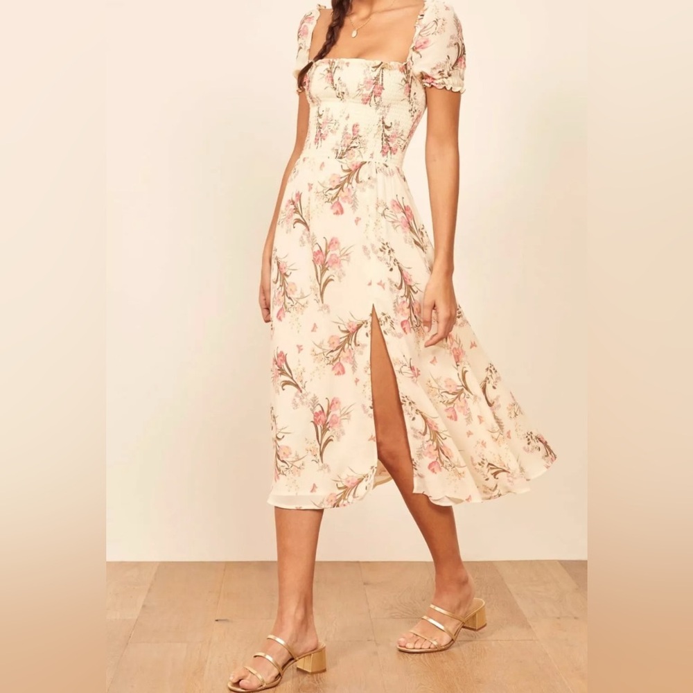 NWOT Reformation Inka Floral Smocked Midi Dress in Leila | Size L - Picture 1 of 12